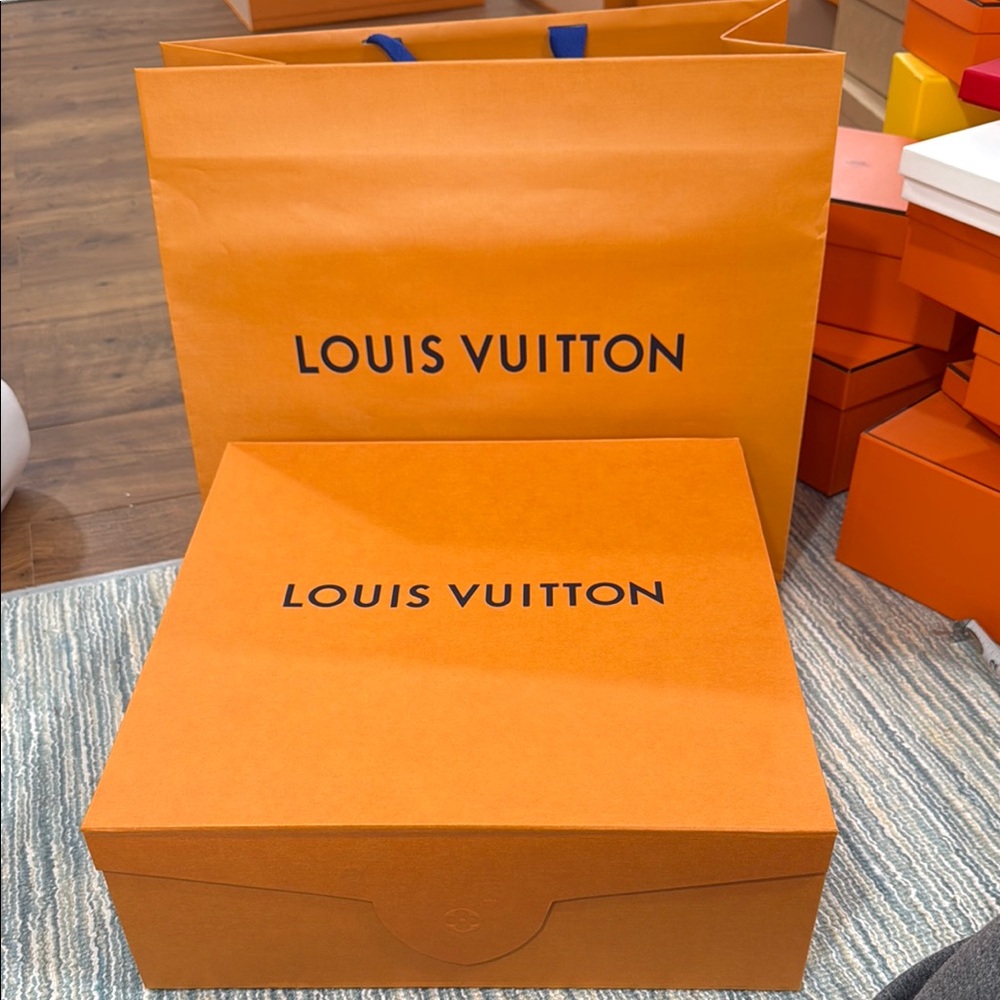 Louis Vuitton Signature Orange Box with shopping bag and ribbon